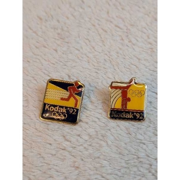 Kodak '92 Olympics Lot Of 2 Pins Vintage Collectible Souvenir Gold Tone Lapel